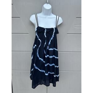 I Can 2 Empire Waist Mini Dress Blue Tie Dye Leather Straps Sundress Vacation M